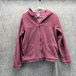 Lacoste Jacket Womens Medium 40 Burgundy Full Zip Hoodie Sweatshirt Logo Cotton
